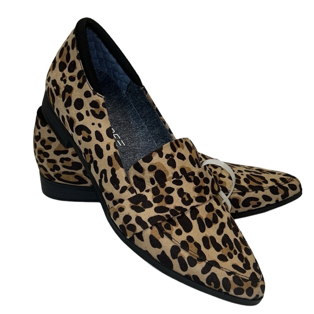 dr scholls leopard print slip on loafer career shoes- W S 4